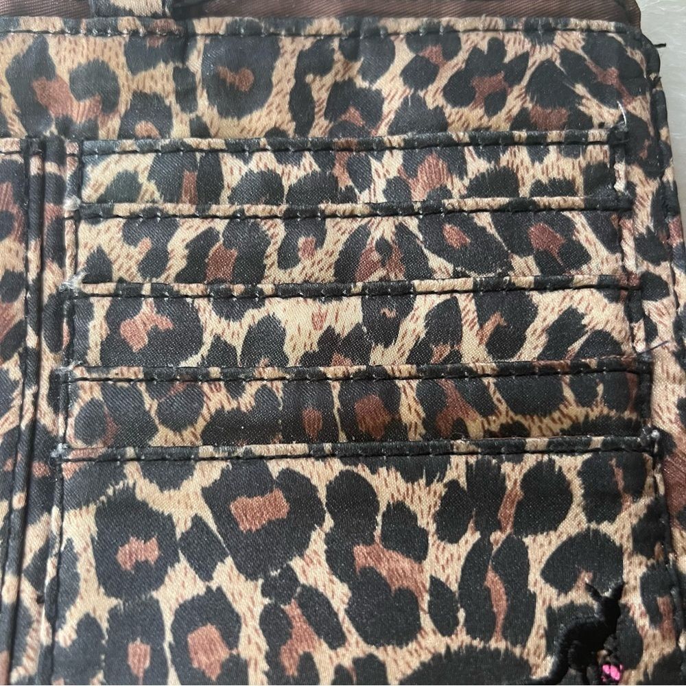 Pouchee Thin Wallet Leopard Print Satin Purse - image 2